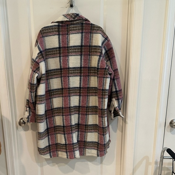 Blank NYC Fully Lined Plaid Jacket in Cream, Pink, Navy Blue and Brown Plaid - Picture 5 of 5